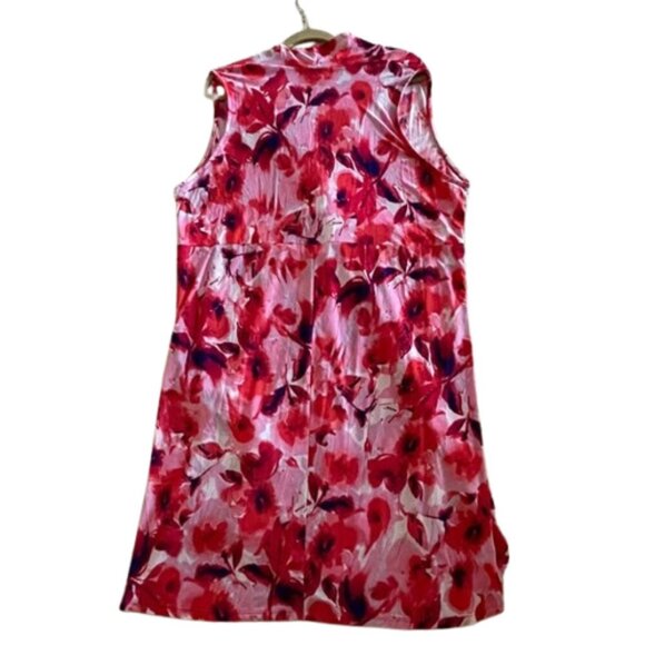 Isabella Rodriguez Stretch Soft Pink Red watercolor Slinky Floral Dress Size 2X - Picture 4 of 9